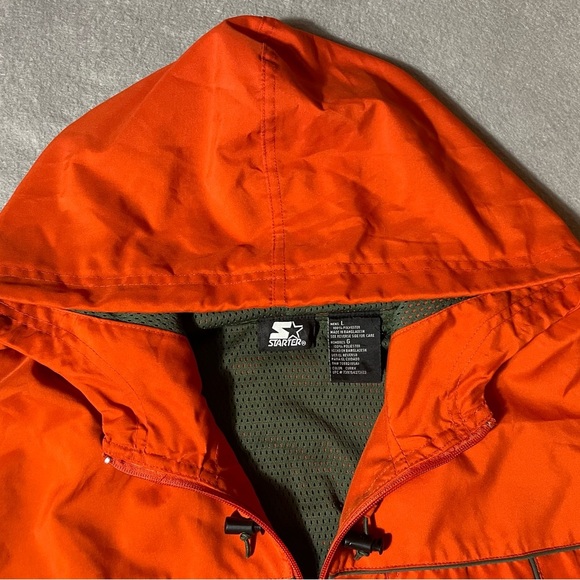 Starter Jacket Men’s Full Zip Hooded Orange Size Large Windbreaker - Picture 2 of 7